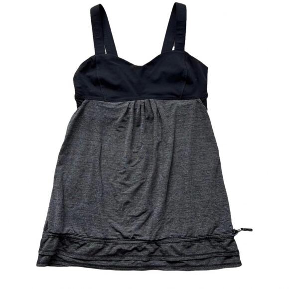 Lululemon Bra Tank Size 6 Black & Gray Run Back On Track Cinch Waist - Picture 1 of 8
